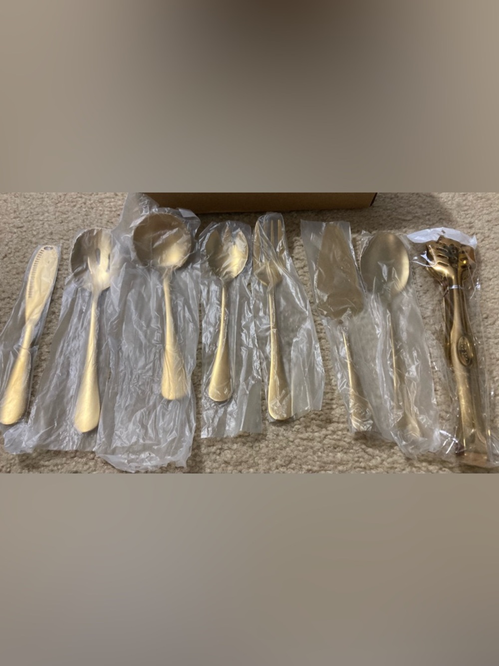 Gold Stainless Steel Flatware Serving Set - Elegant Home Dining Spoons & Servers